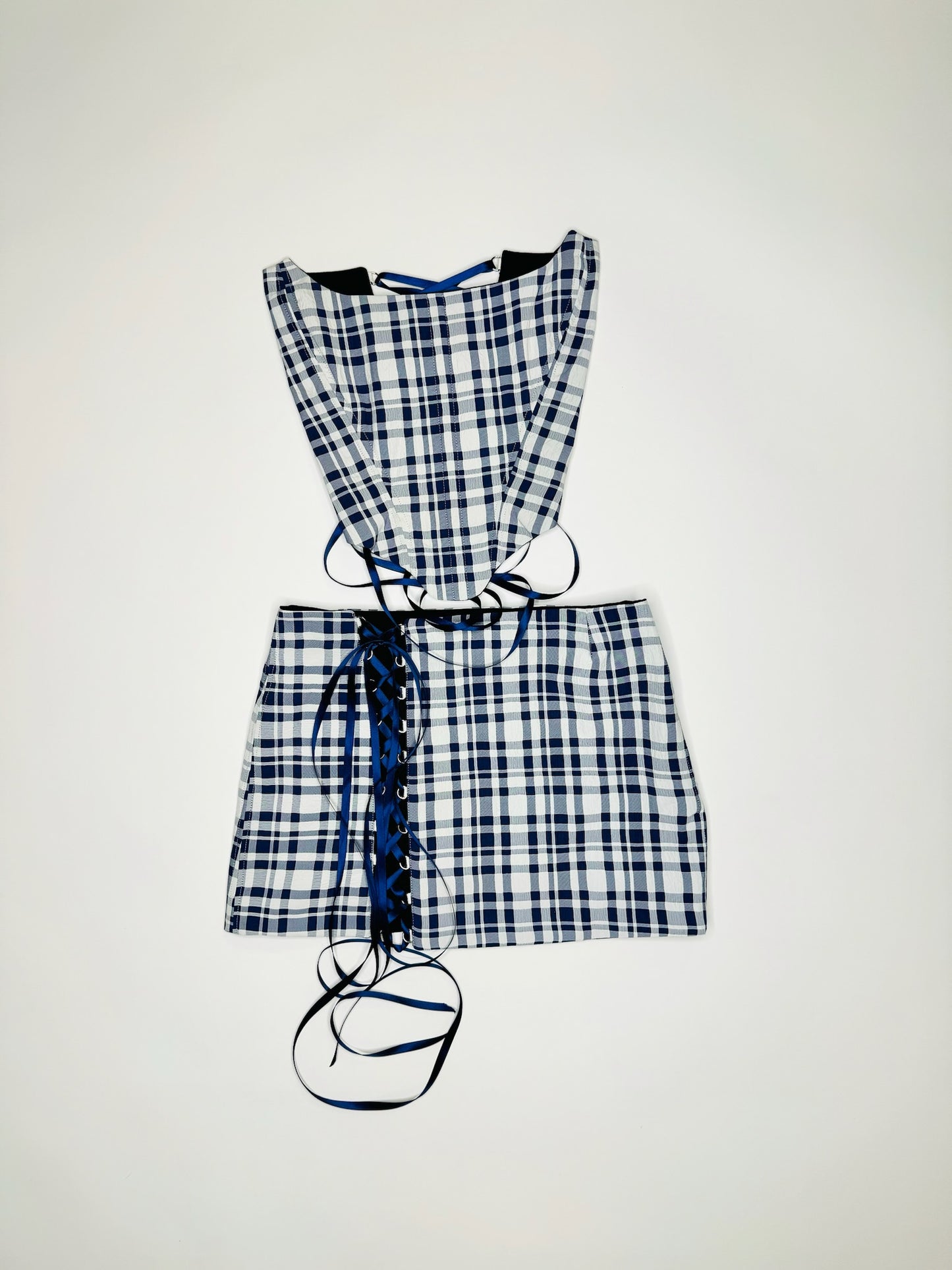 Blue and White Plaid Set