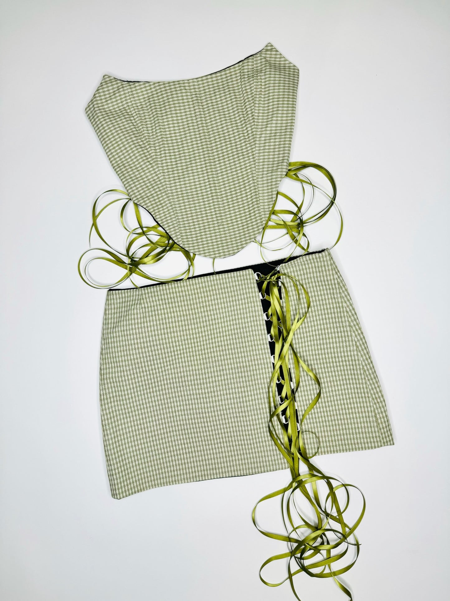 Olive Green Gingham Set