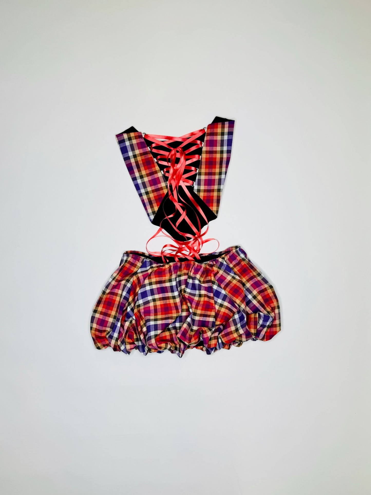 Red Orange Plaid Bubble Set