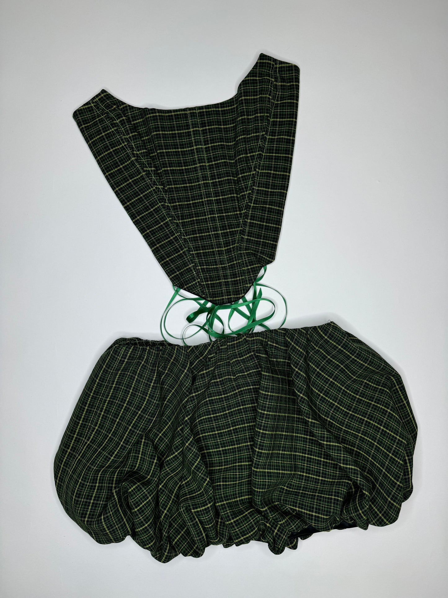 Dark Green Plaid Bubble Set