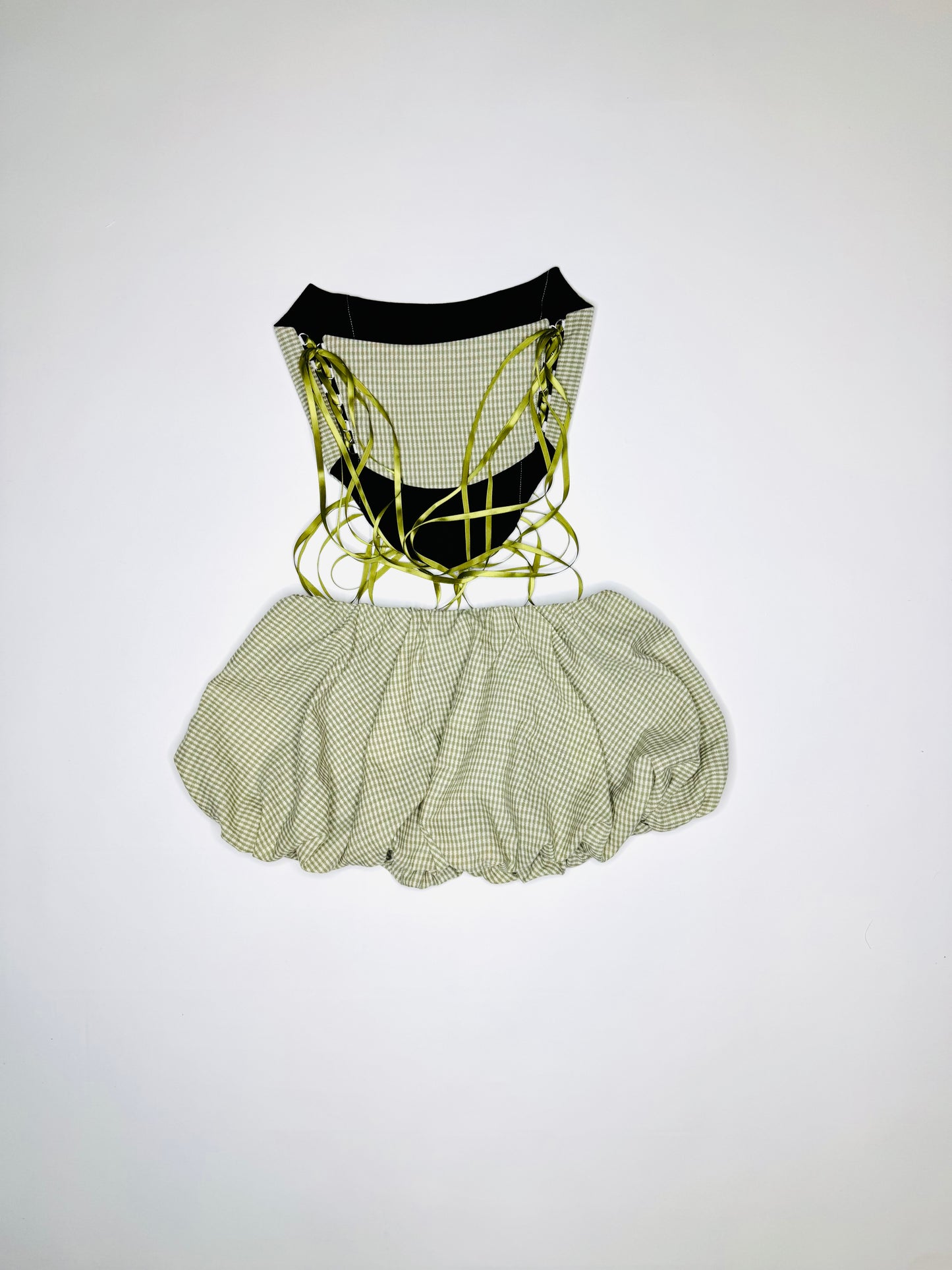 Olive Gingham Bubble Set