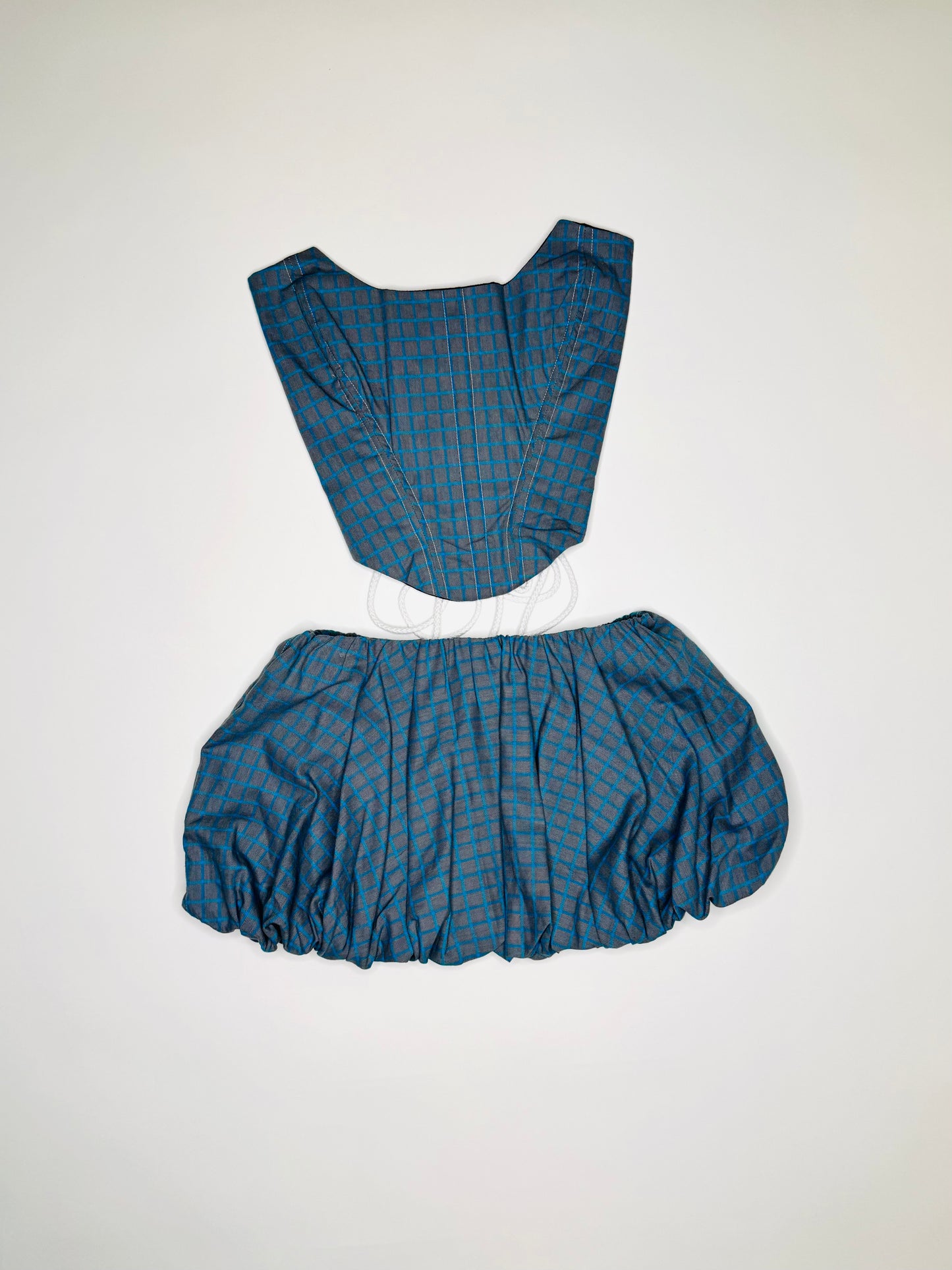 Blue Grey Gingham Suki Bubble Set