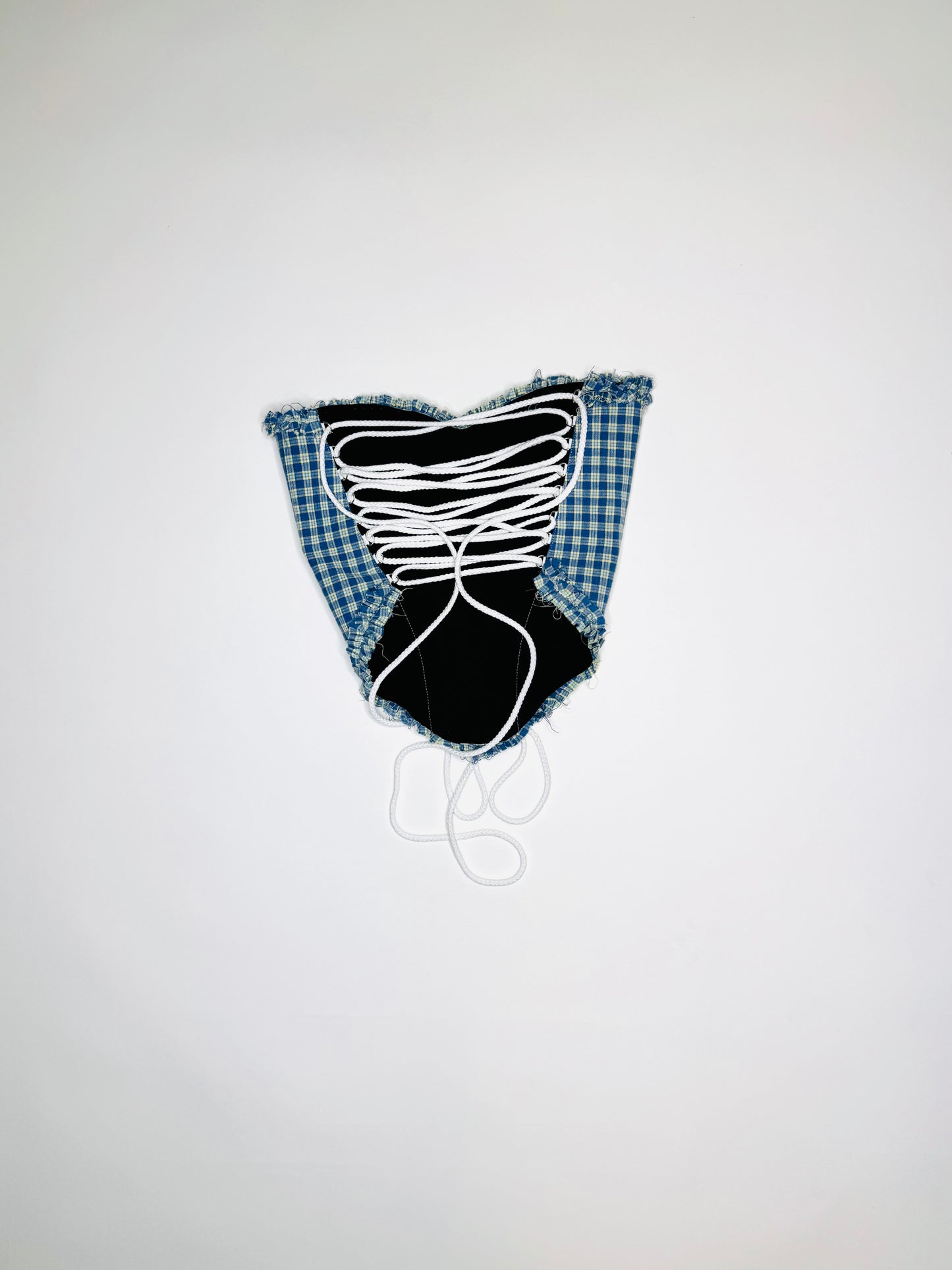 Blue Plaid Ruffle Corset