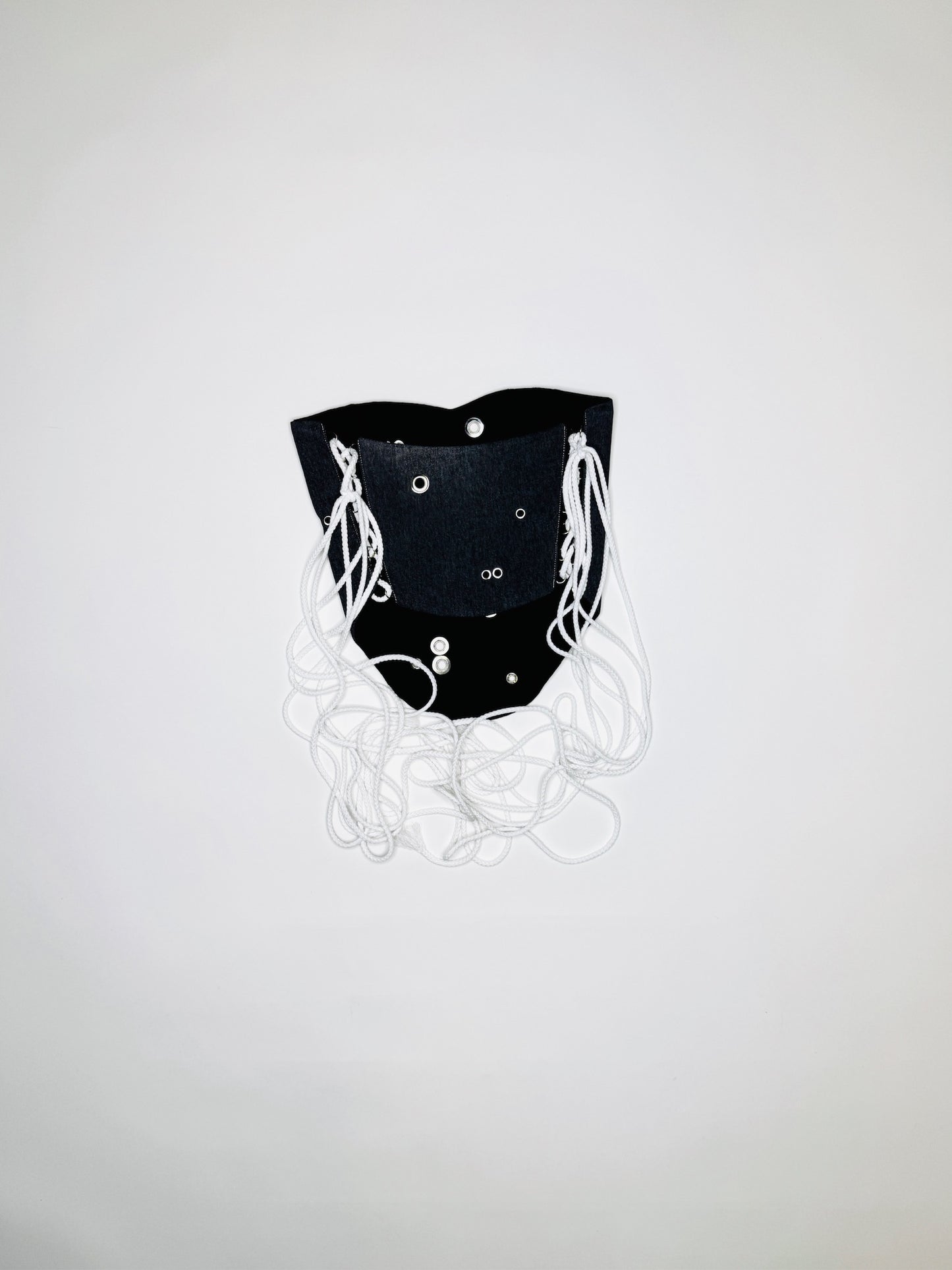 Black Denim Heart Shape Grommet Corset