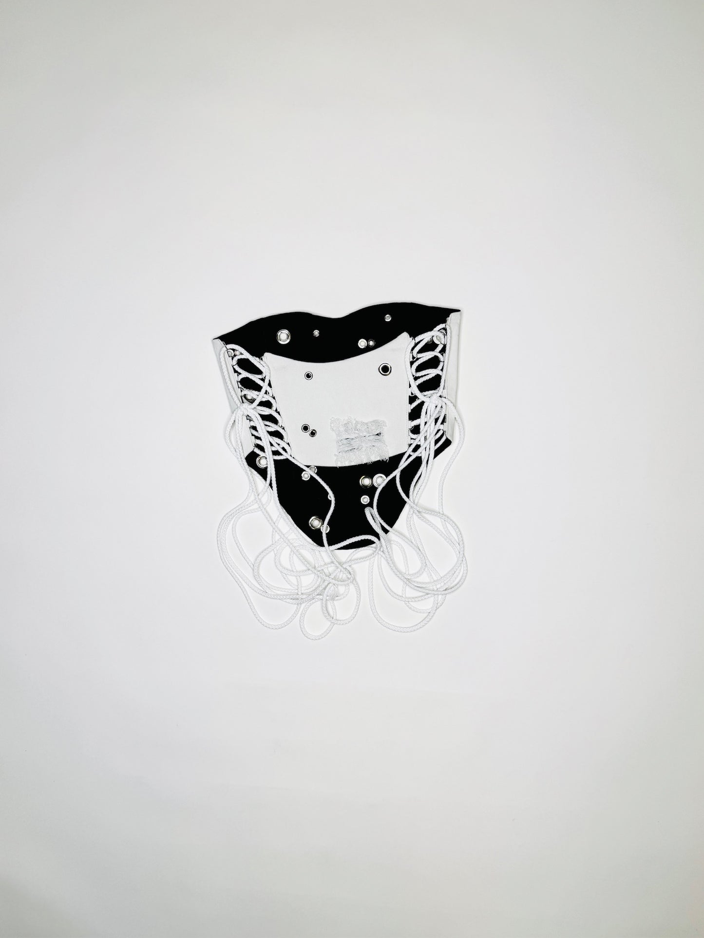 White Denim Pierced Studded Corset