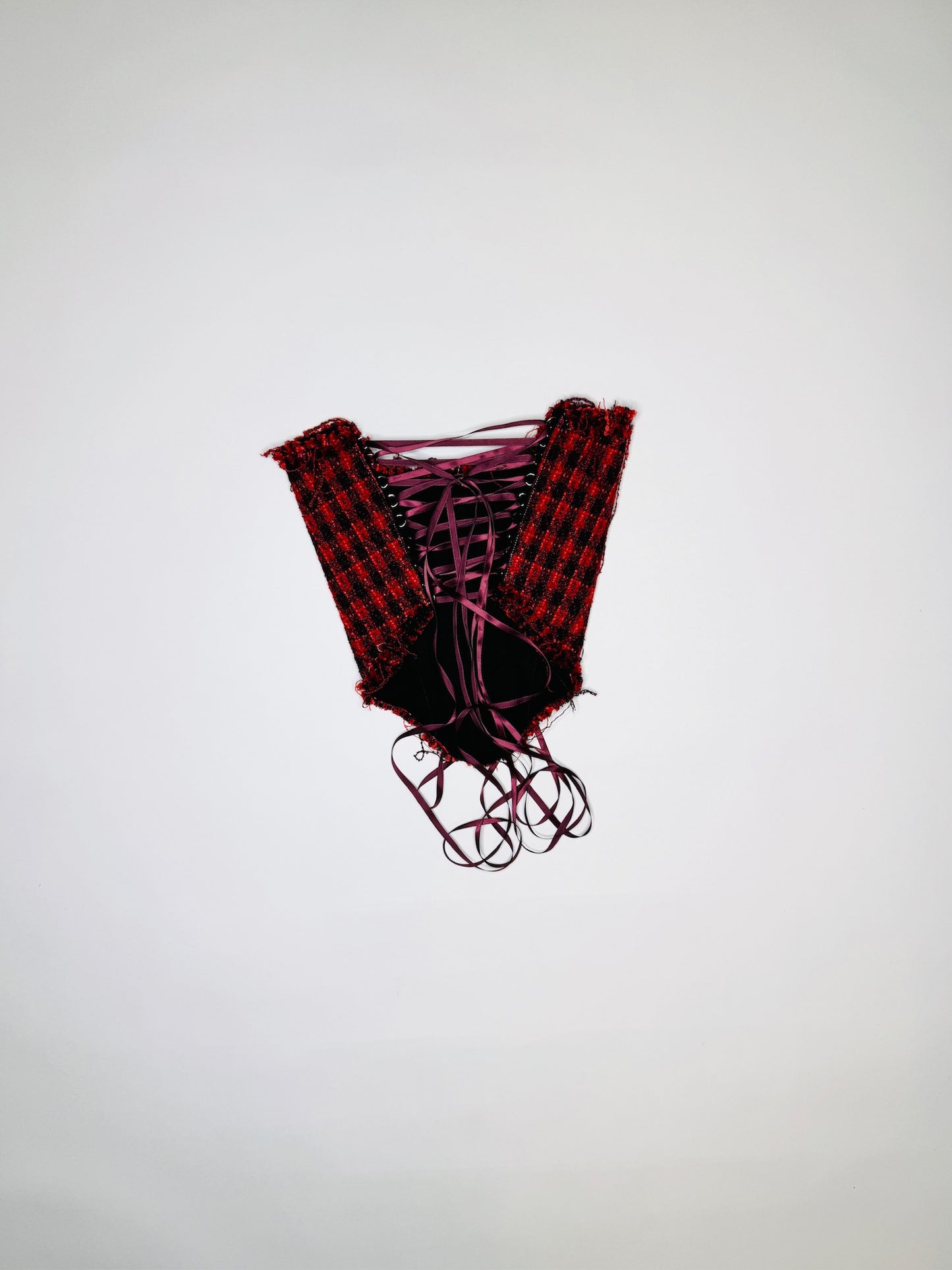 Red Plaid Ruffle Corset