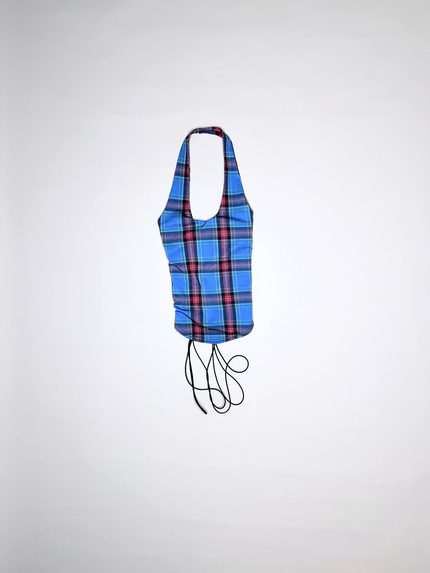 Blue Plaid Spandex Halter