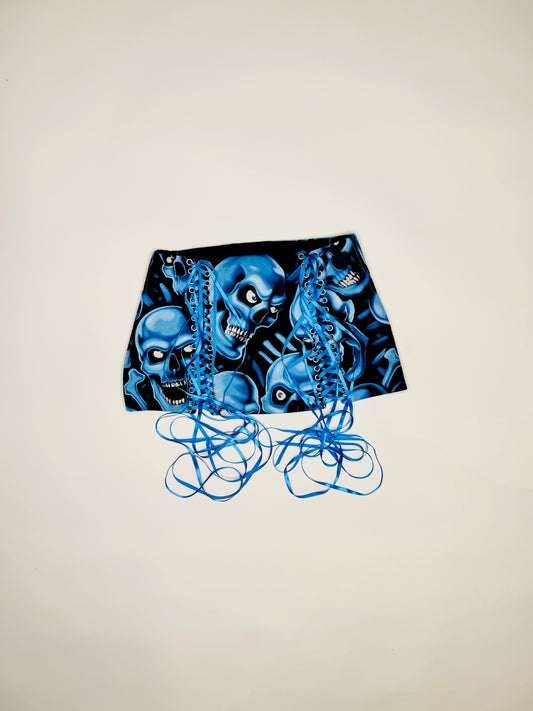Blue Skull Pile Skirt