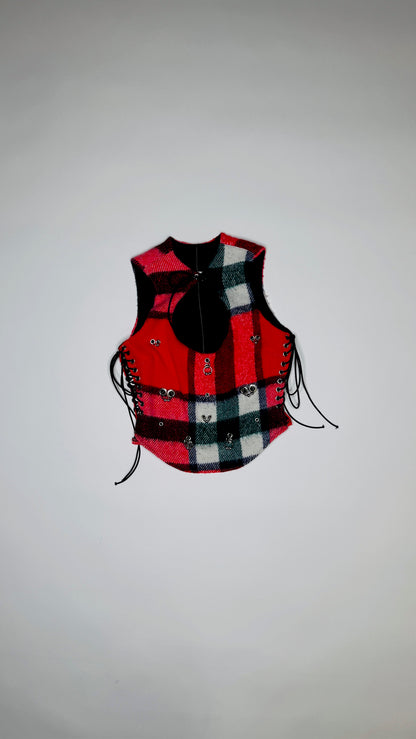 Plaid Keyhole Top