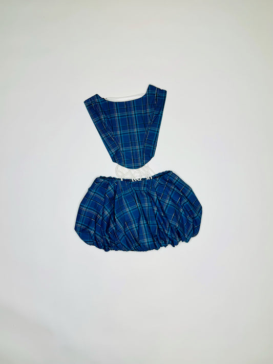 Blue Plaid Bubble Set