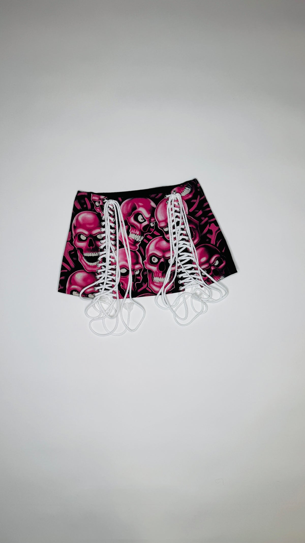 Pink Skull Pile Skirt