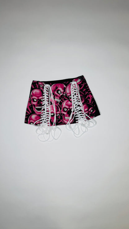 Pink Skull Pile Skirt