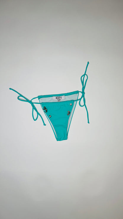 Teal Pierced Bikini Bottom