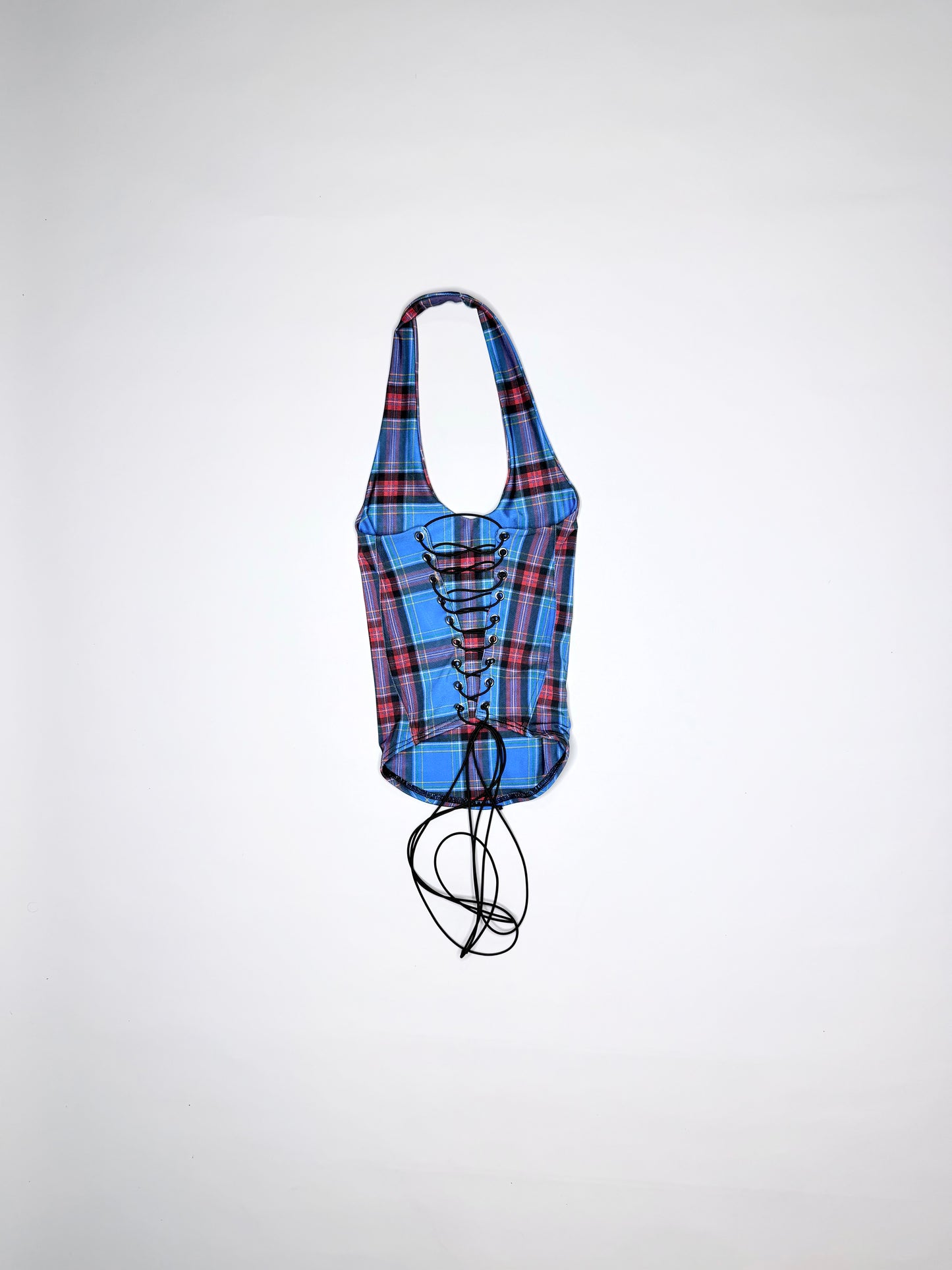 Blue Plaid Spandex Halter
