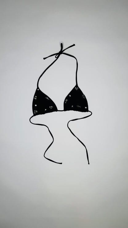 Black Pierced Bikini Top