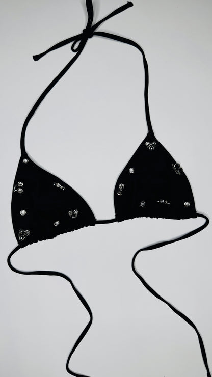 Black Pierced Bikini Top