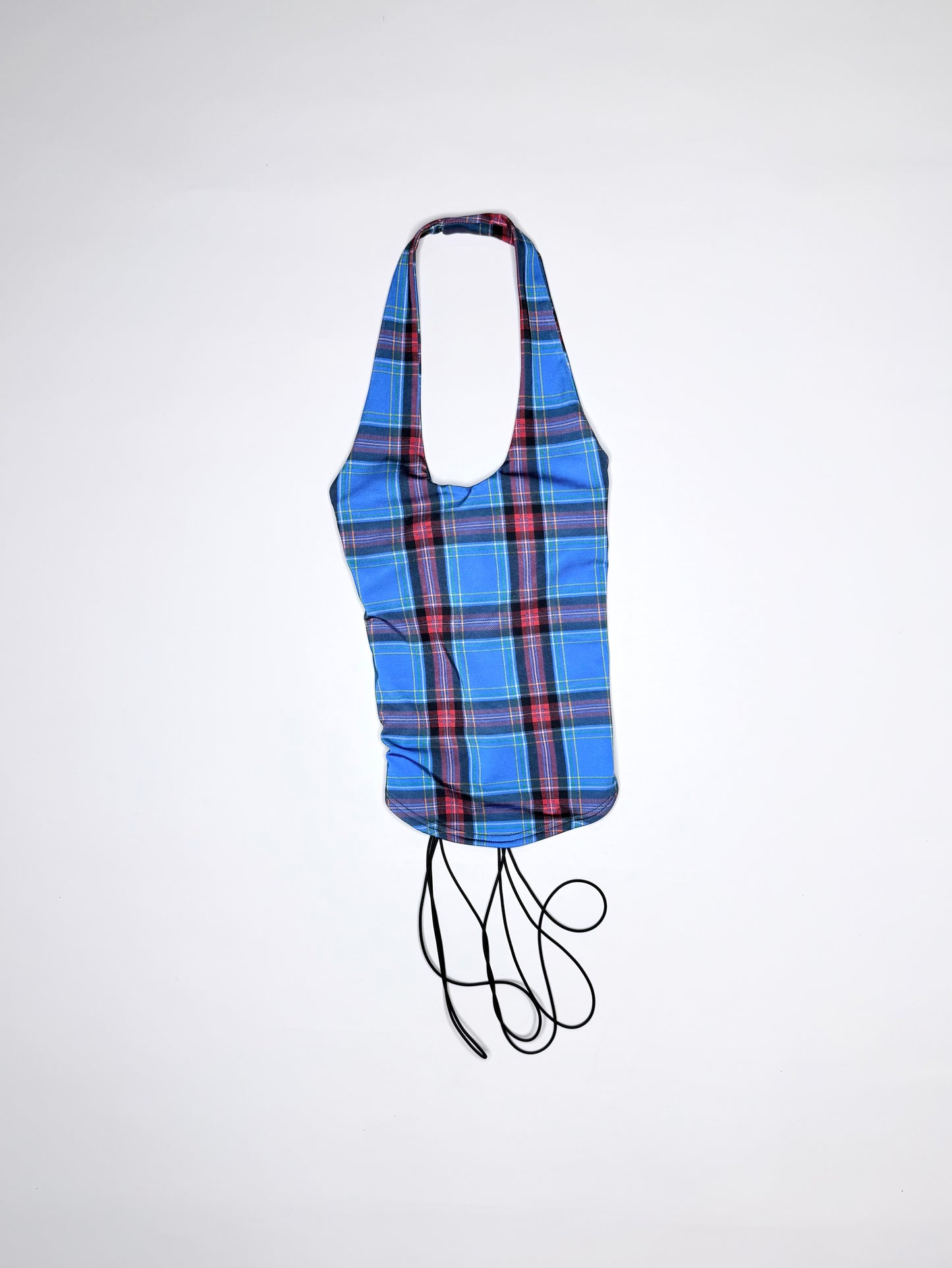 Blue Plaid Spandex Halter