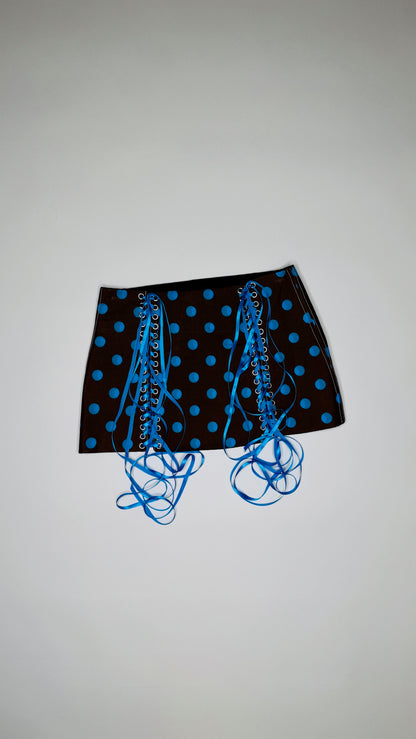 Brown and Blue Polka Dot Skirt