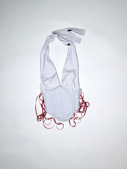 White and Red Polka Dot Halter