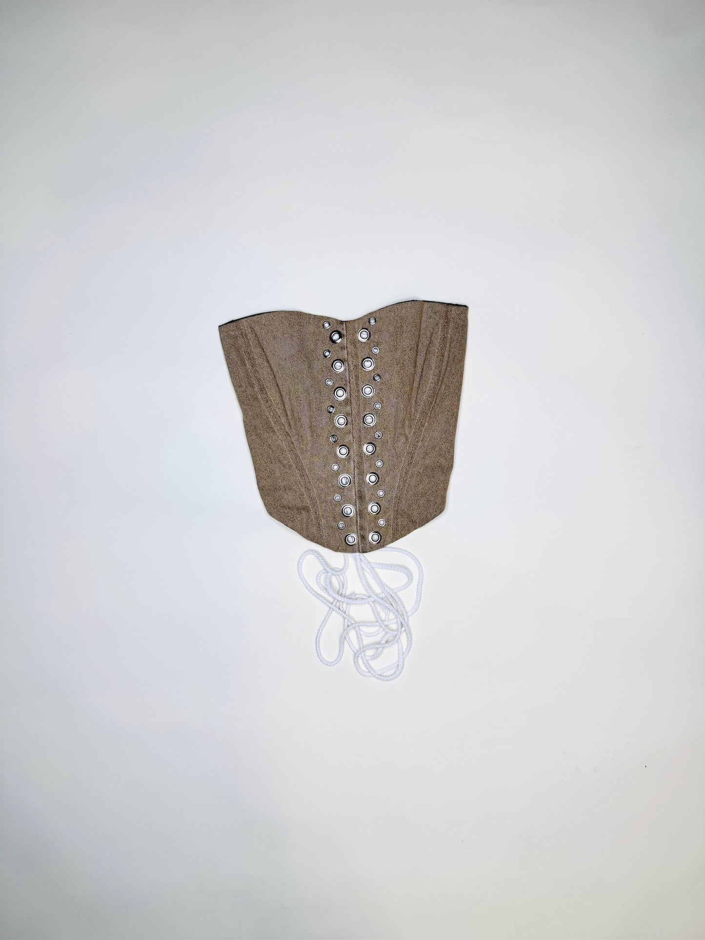 Tan Denim Pierced Corset