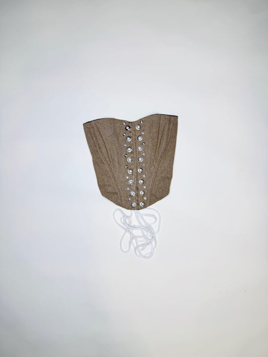 Tan Denim Pierced Corset