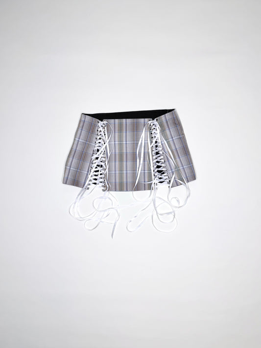 Tan Plaid Lace-Up
