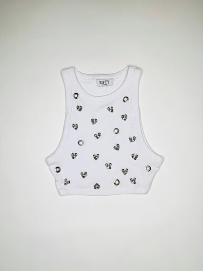 White Cropped Tank