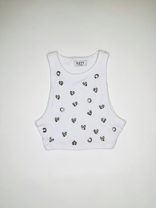 White Cropped Tank