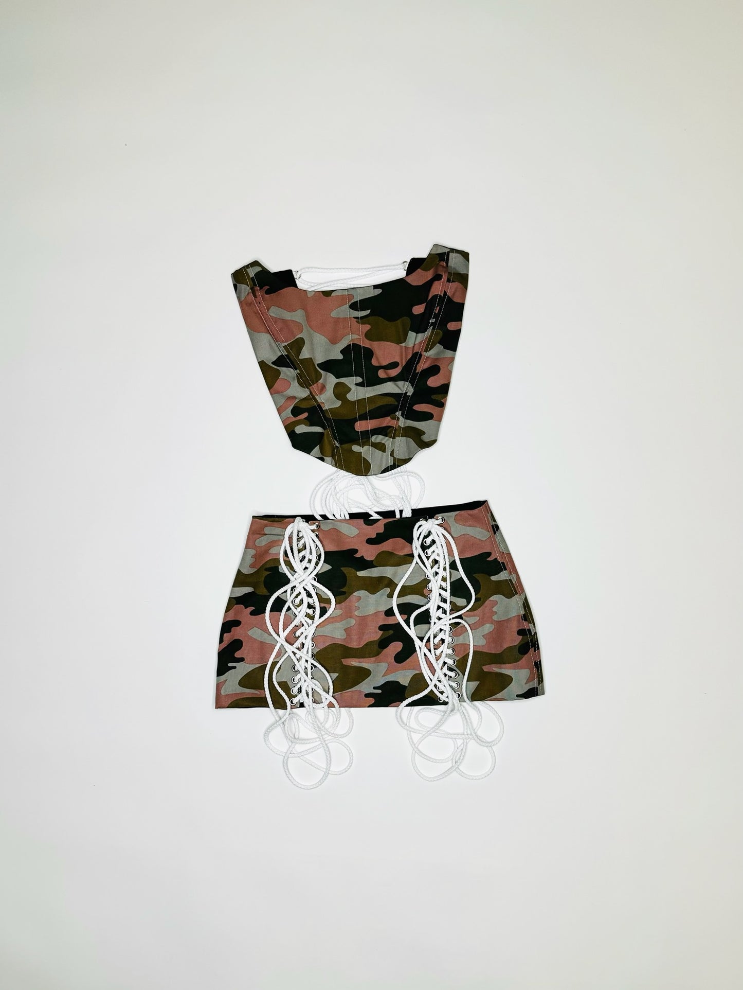 Mauve Camo Double Front Lace-Up Set