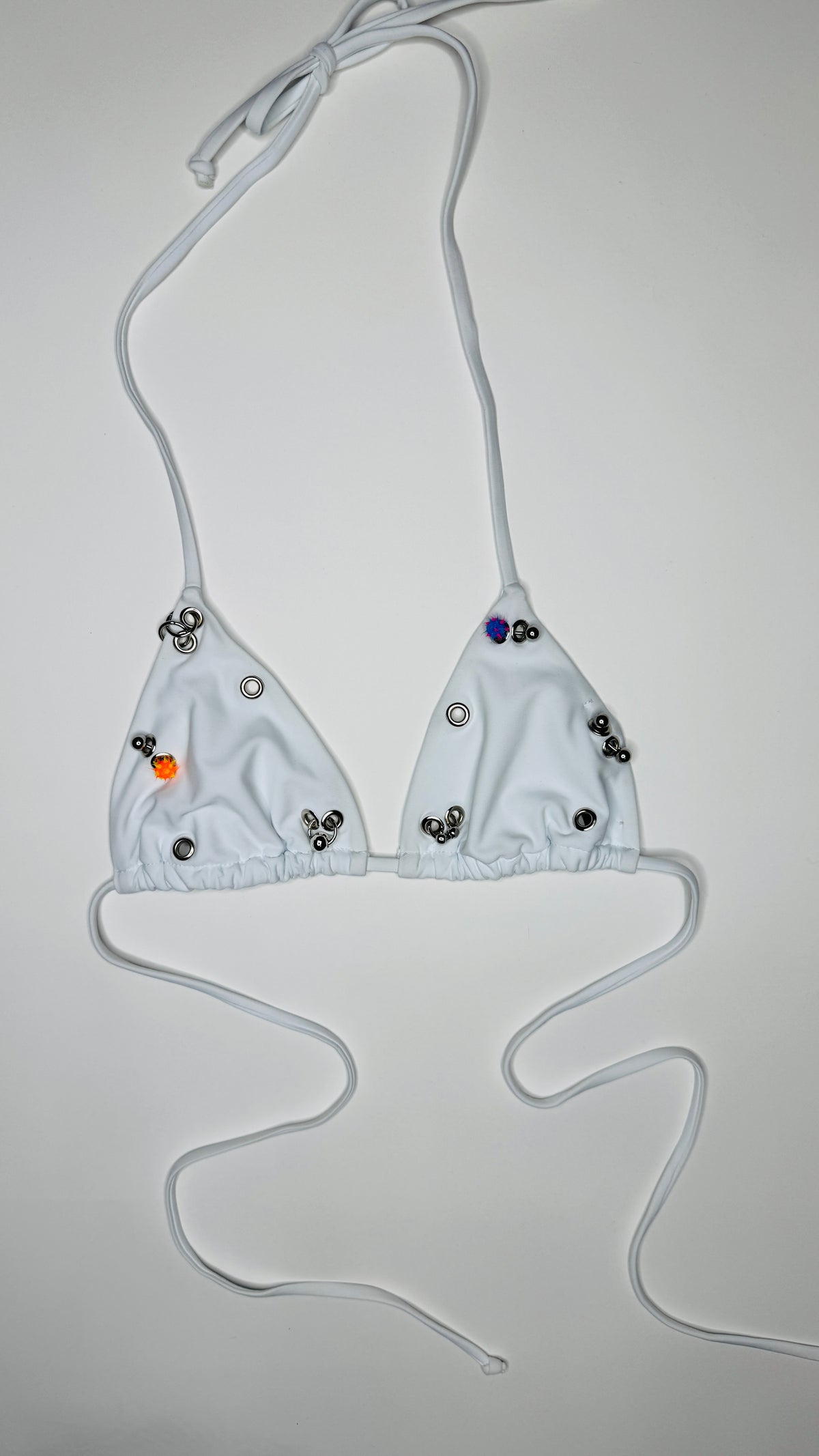 White Colorful Pierced Bikini