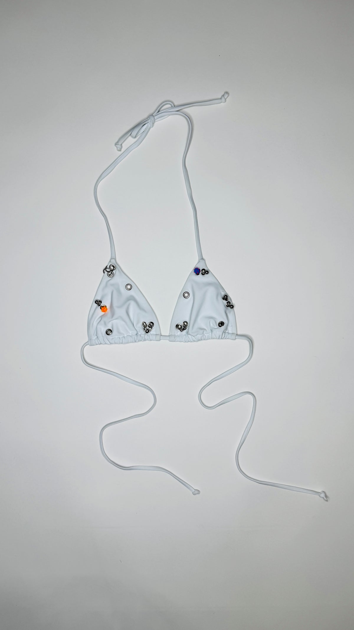 White Colorful Pierced Bikini