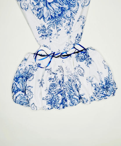 Blue Floral Bubble Skirt