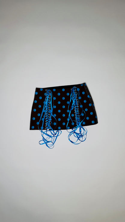 Brown and Blue Polka Dot Skirt