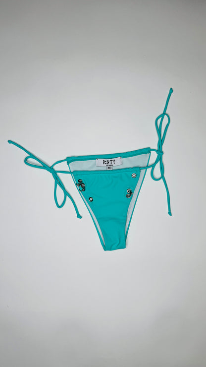 Teal Pierced Bikini Bottom