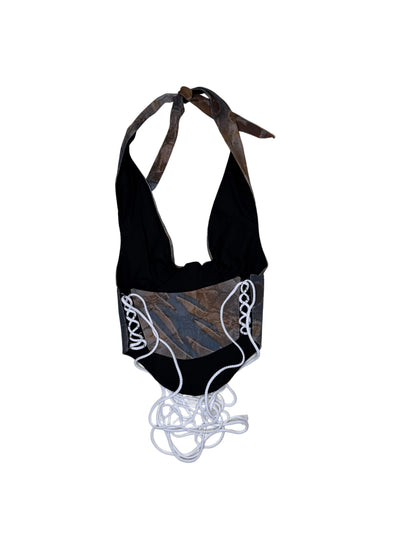 Abstract Denim Halter