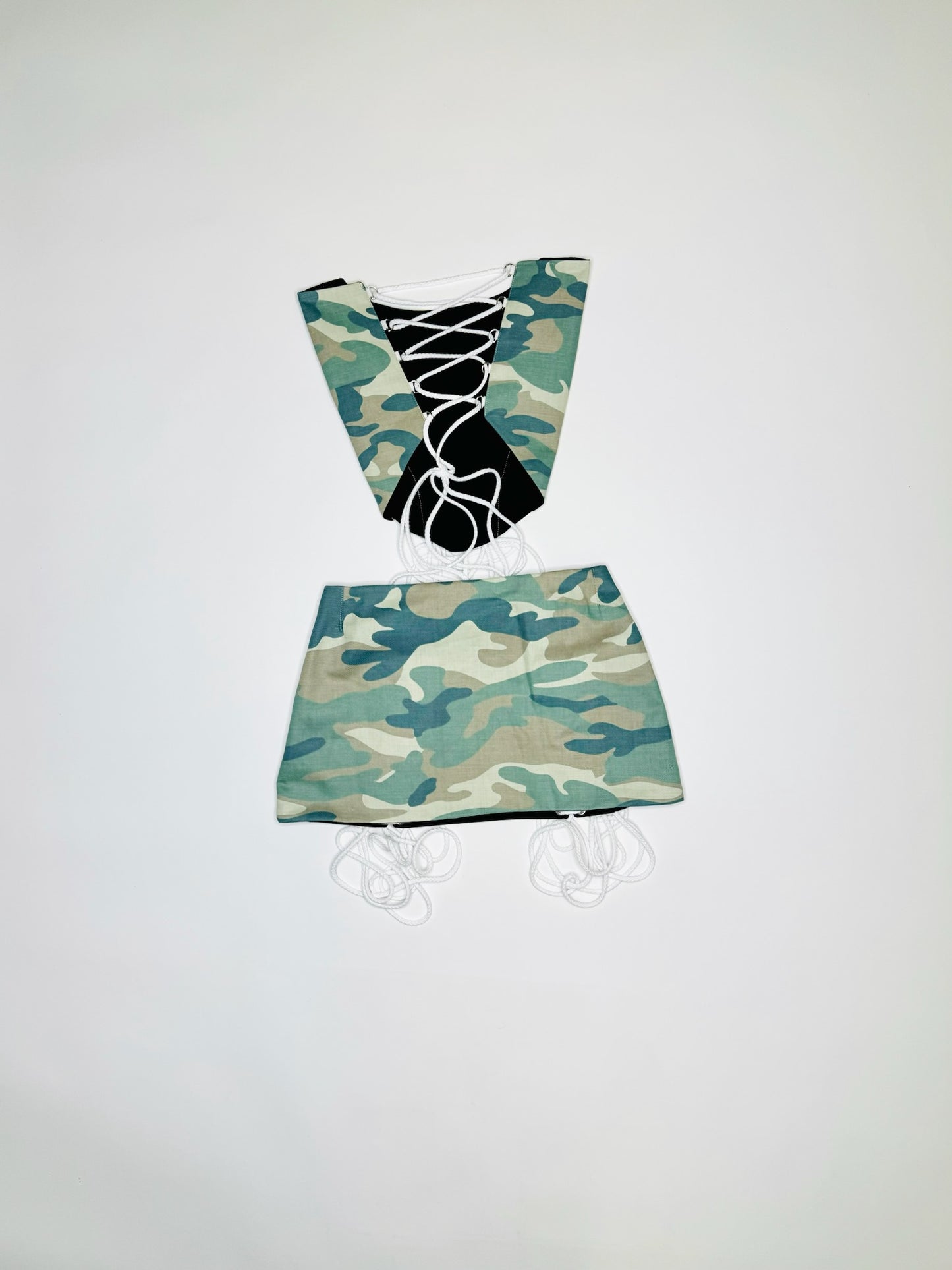 Green Camo Double Front Lace-Up Set