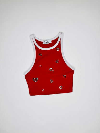 Red Pierced Tank
