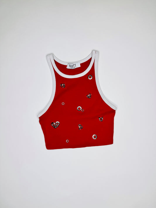Red Pierced Tank