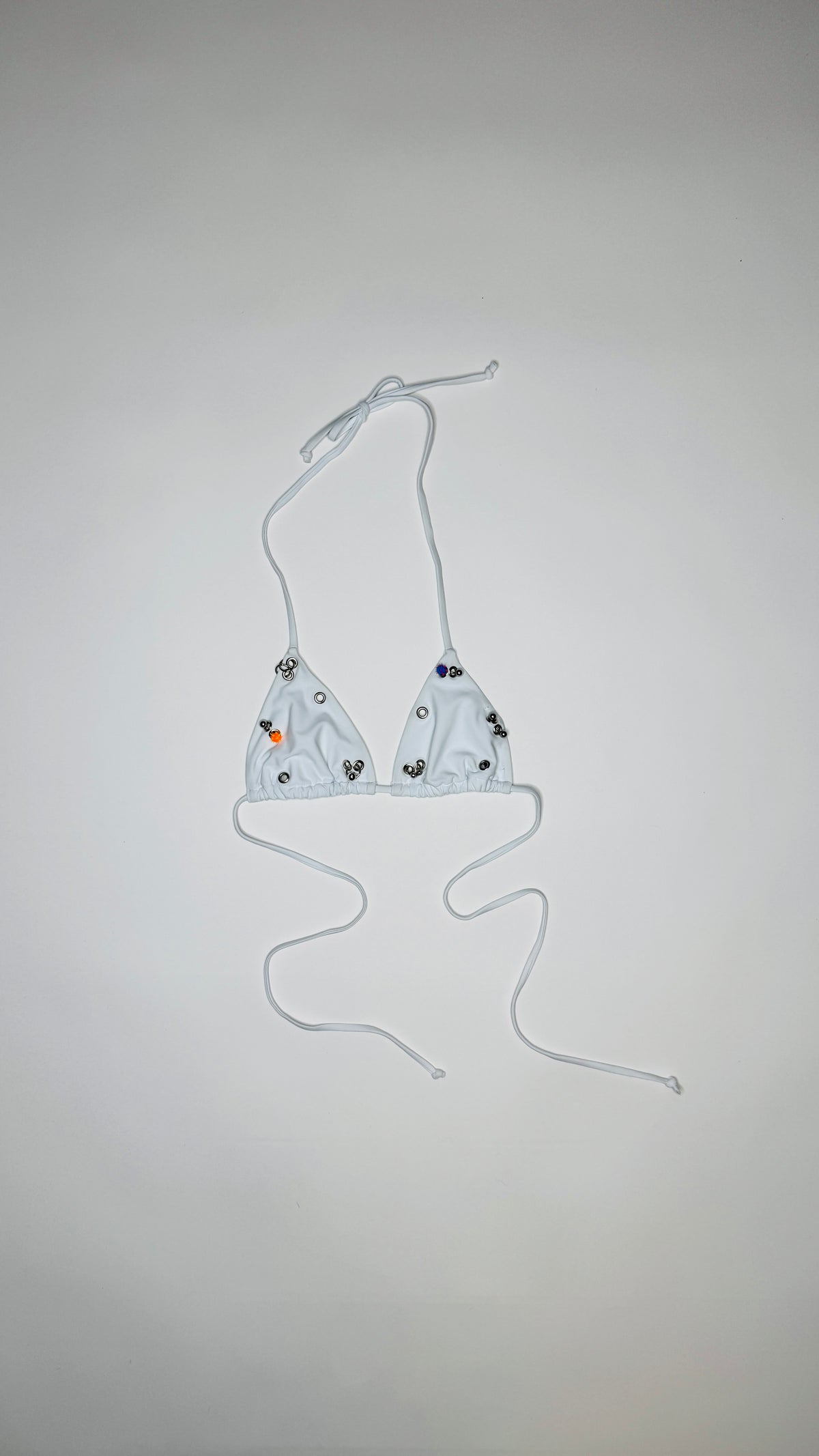 White Colorful Pierced Bikini