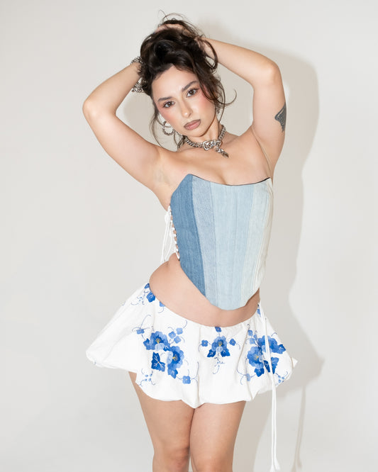 Blue Embroidered Bubble