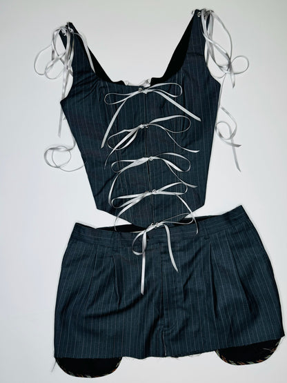 Dark Grey Pinstripe Set