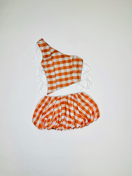 Orange Gingham Bubble Set