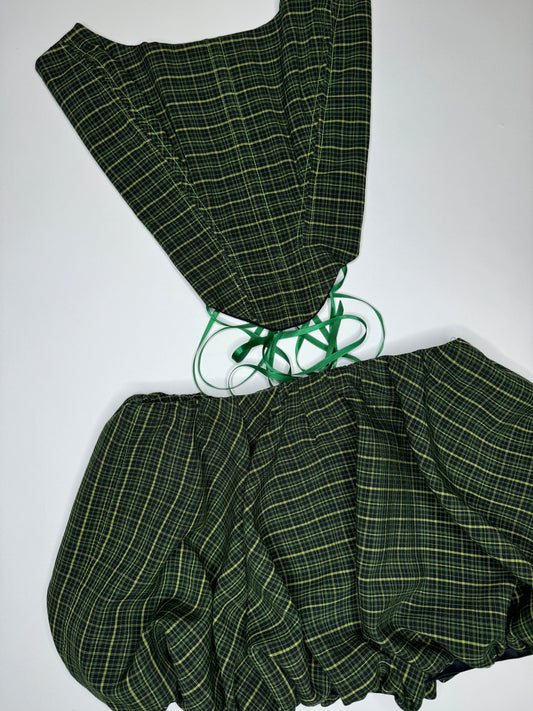 Dark Green Plaid Bubble Set