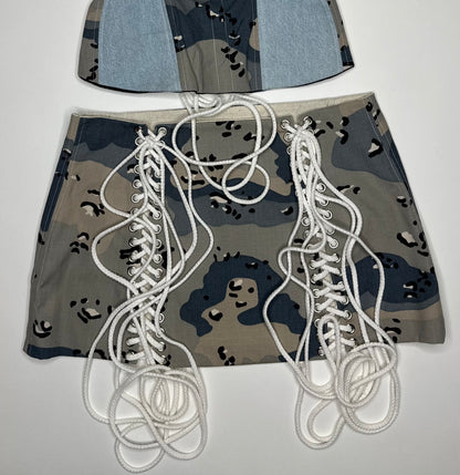 Blue Camo Micro Mini Skirt