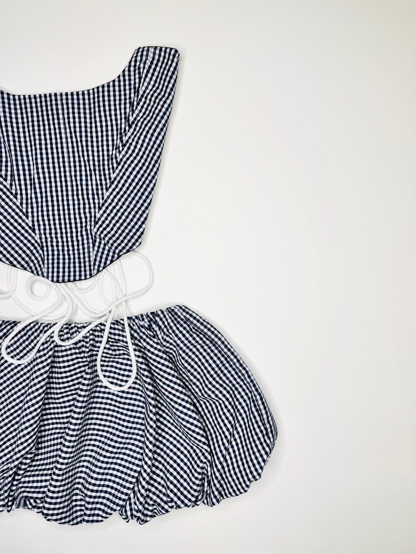 Navy Gingham Bubble Set