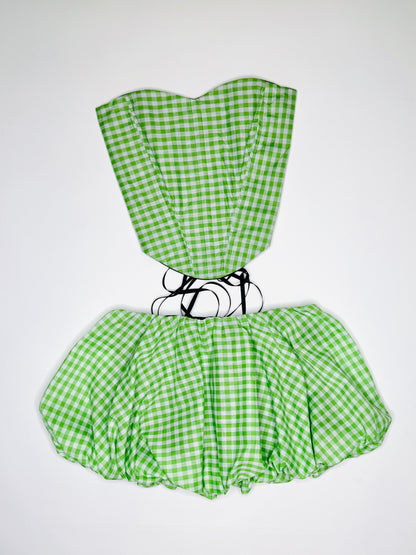 Lime Gingham Bubble Set