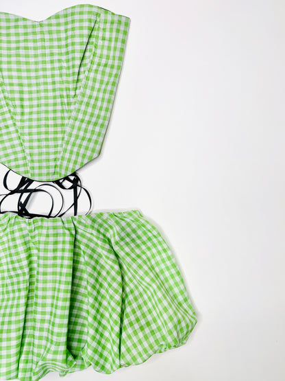 Lime Gingham Bubble Set