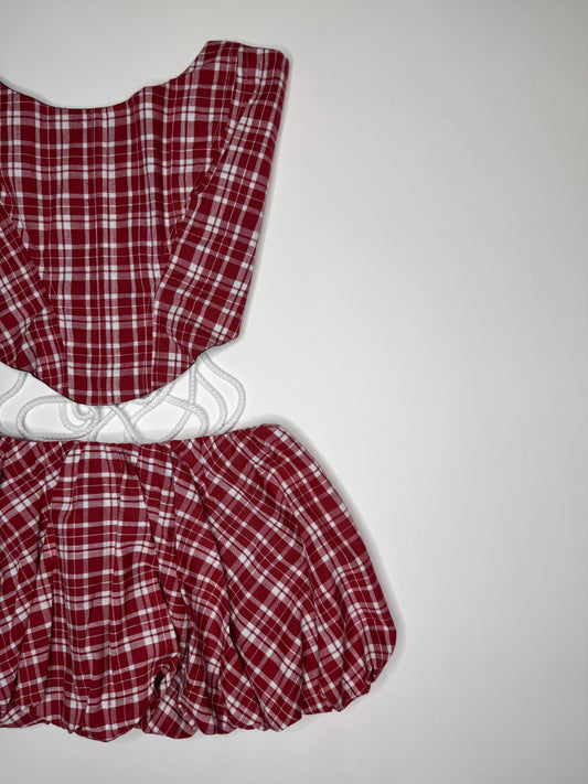 Red Plaid Bubble Set