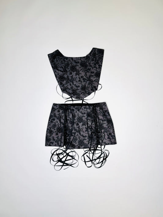 Black Bird Floral Set