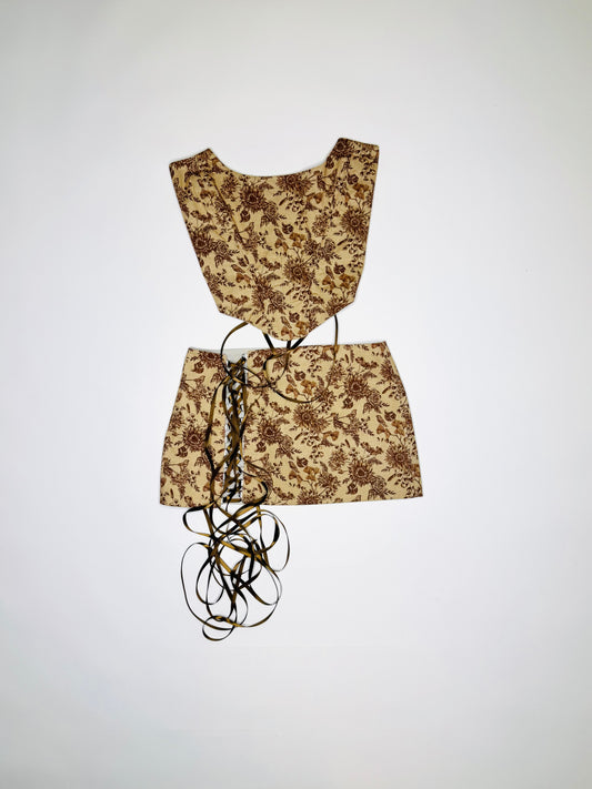 Brown Bird Floral Set